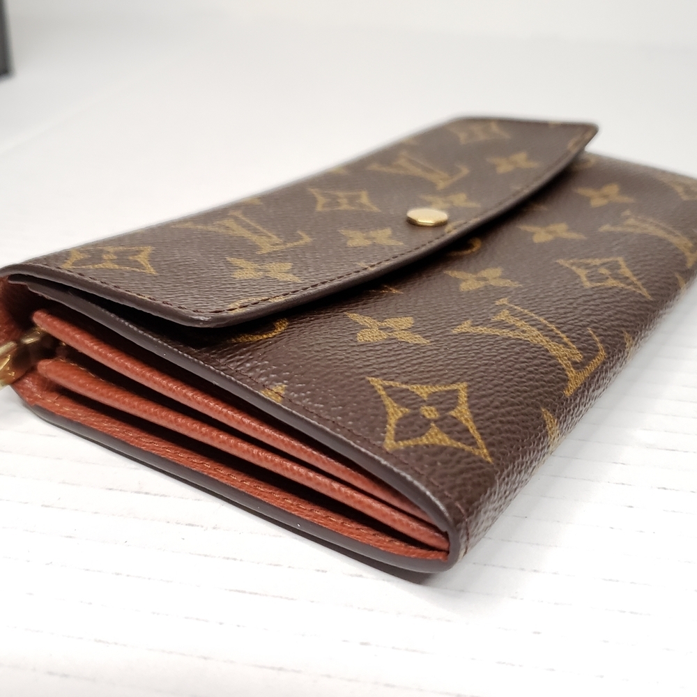 Authentic Louis Vuitton Monogram Sarah Wallet Brown Canvas Long Wallet - Picture 8 of 13